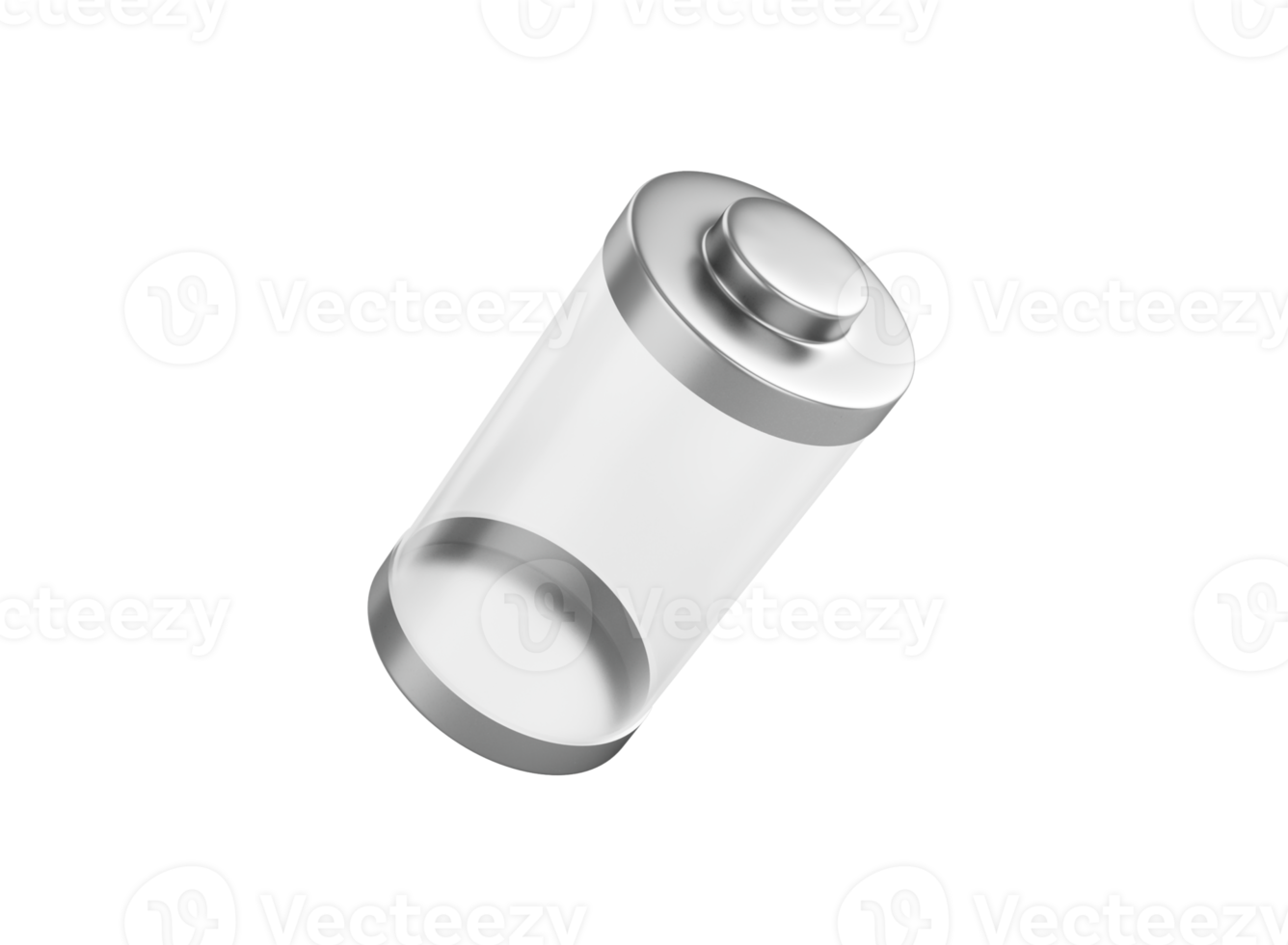 3d Abstract Transparent Empty Glass Battery With Metal Caps 3d Illustration png
