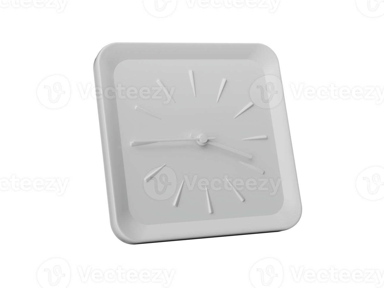 3d Simple White Square Wall Clock Three Forty Five Quarter To 4 3d illustration png