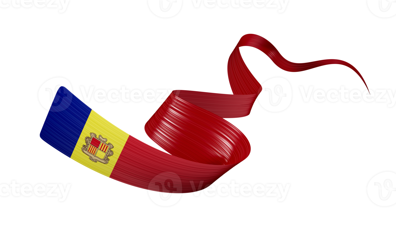 3d Flag Of Andorra 3d Shiny Waving Flag Ribbon, 3d illustration png
