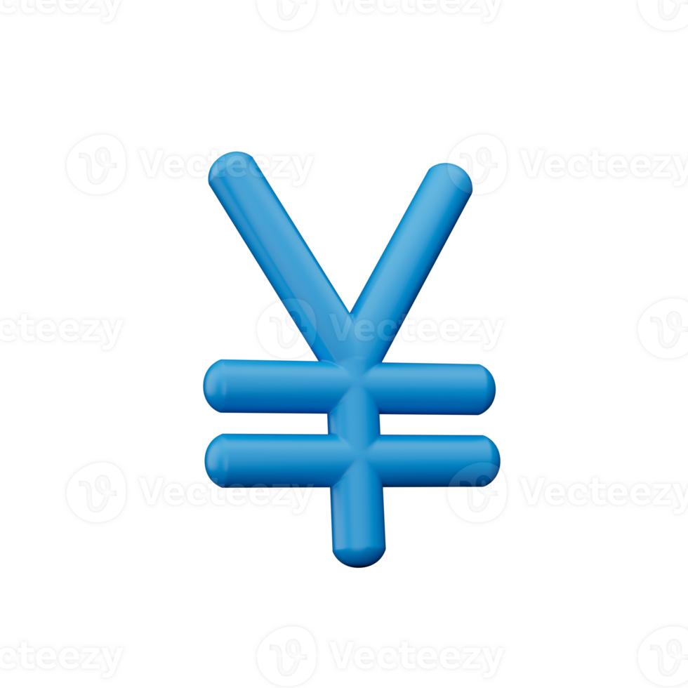 Yen Japanese currency in blue color 3d illustration png