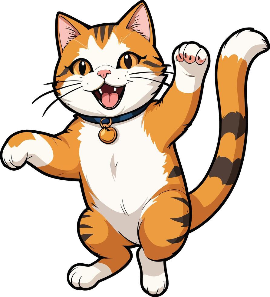 Aegean cat of beautiful pet is jumping illustrations vector