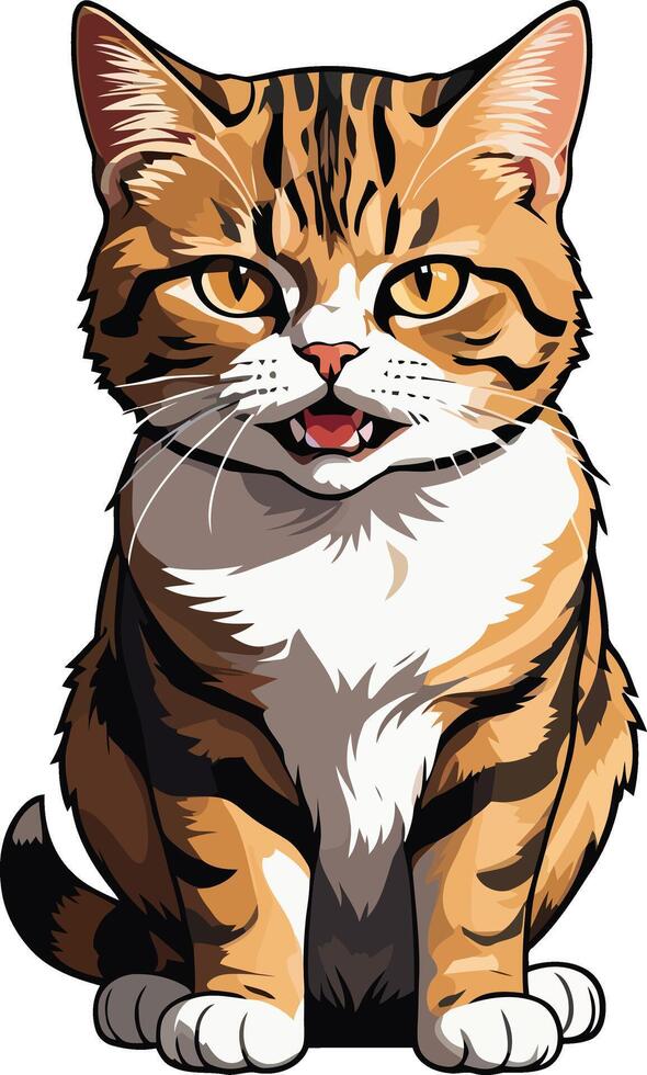 Aegean cat of beautiful pet is angry mood illustrations vector