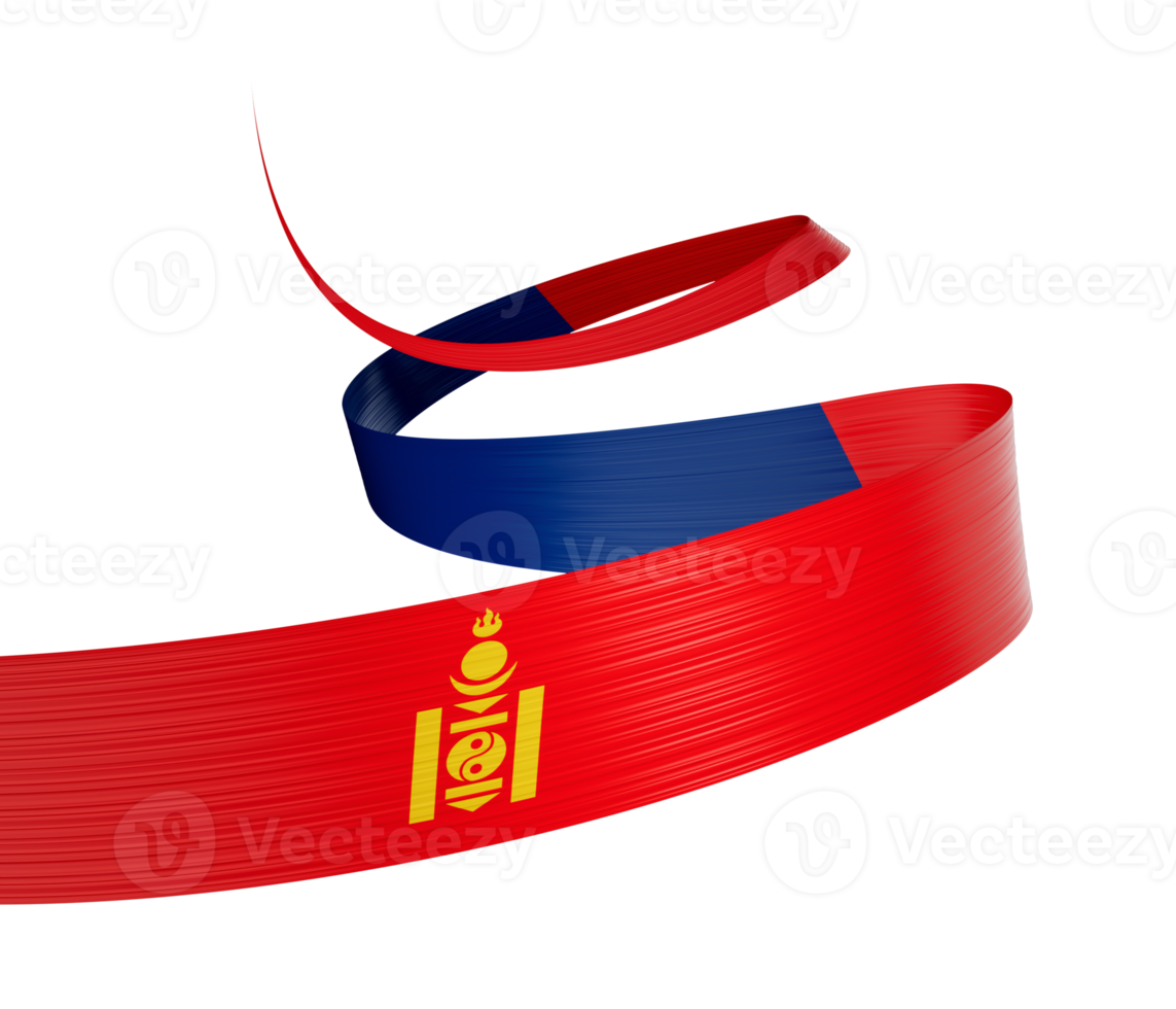 3d Flag Of Mongolia 3d Wavy Shiny Mongolia Ribbon 3d Illustration png