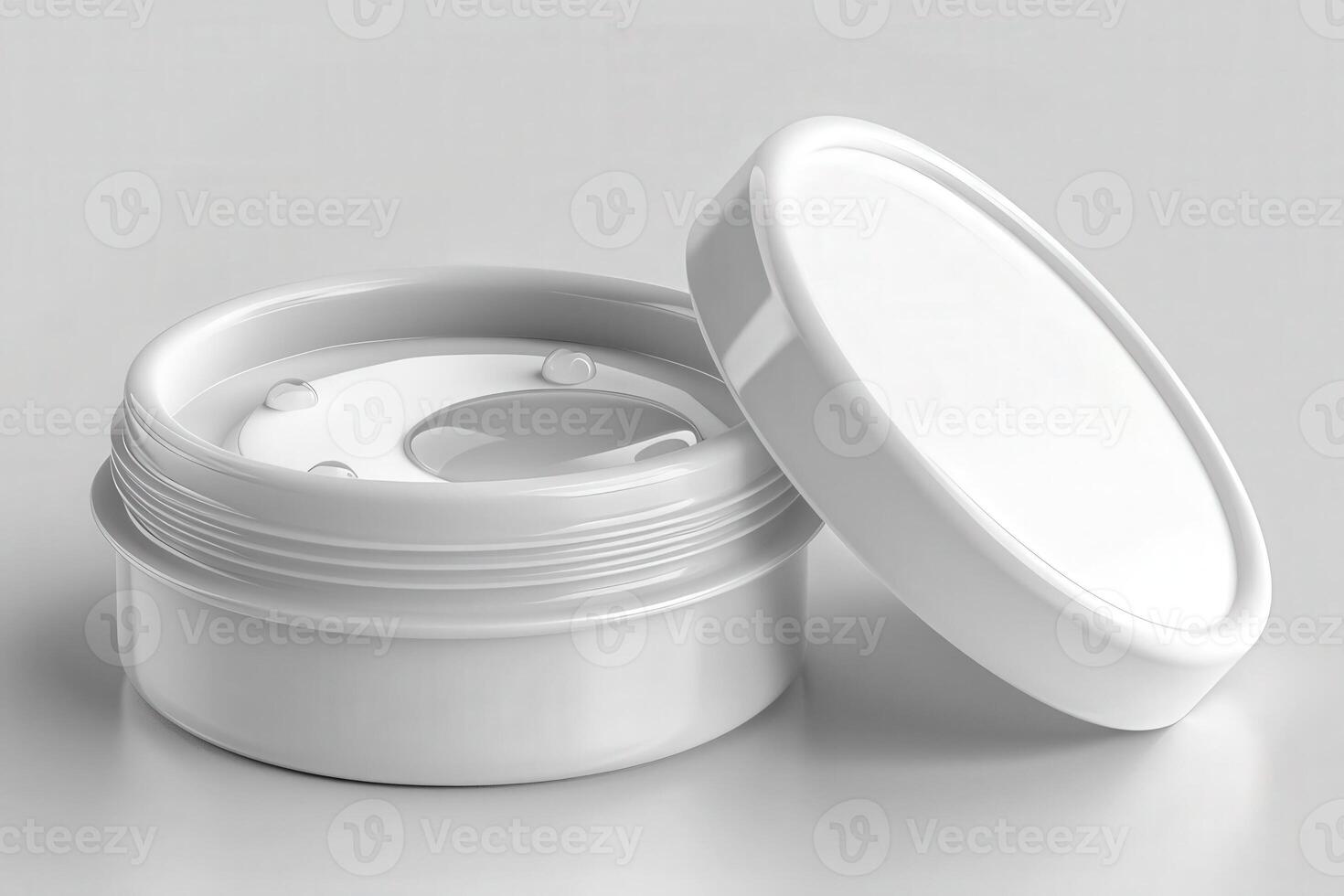A white contact lens case lies open, showcasing its inner structure ready for lens storage and care. photo