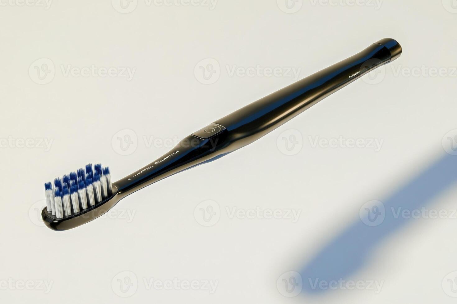 A sleek electric toothbrush stands isolated, showcasing its modern design and vibrant bristles, emphasizing hygiene and innovation. photo