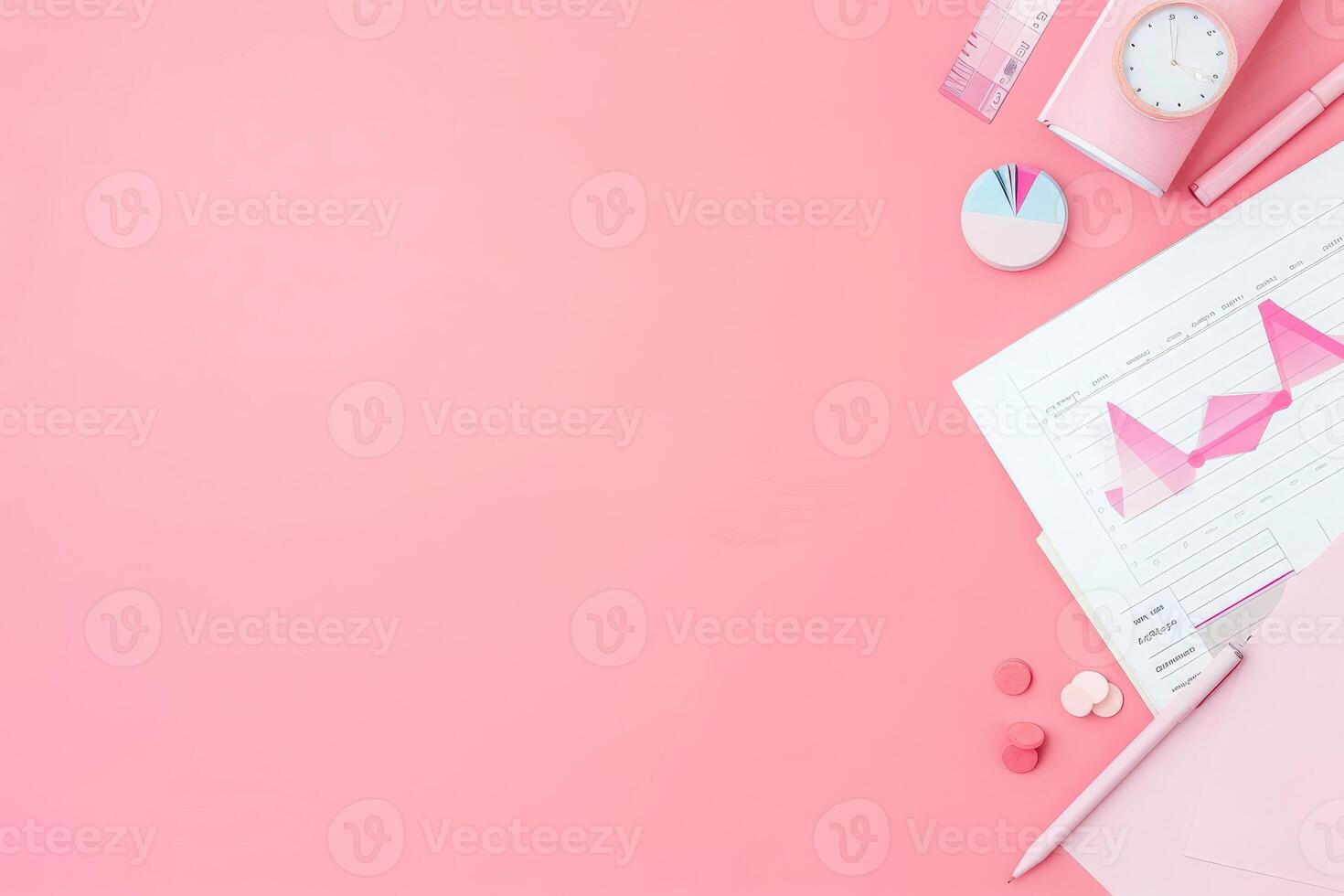 Colorful charts and data visualizations blend with stylish desk accessories, creating a vibrant workspace atmosphere. photo
