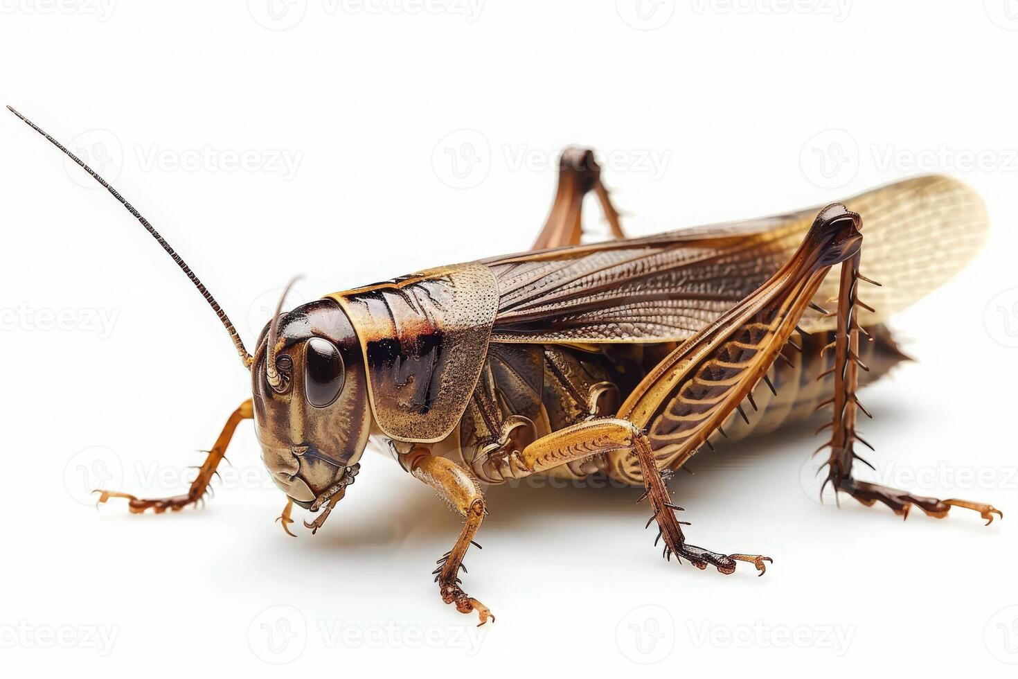 Technicians carefully inspect a grasshopper, ensuring effective pest control in a professional setting. photo