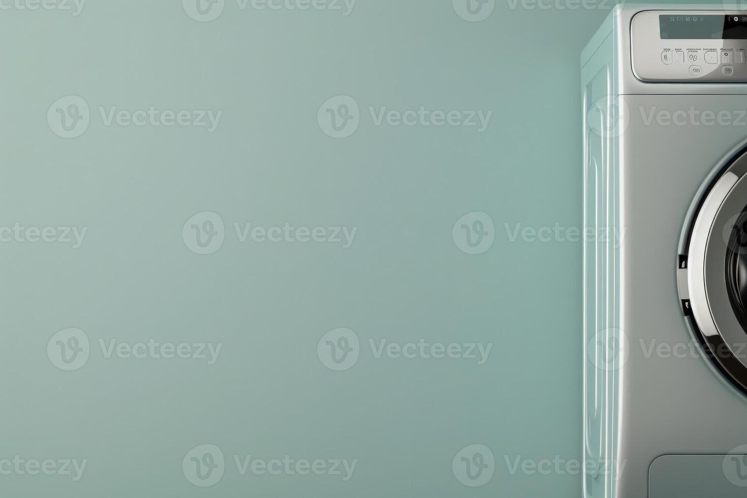 A sleek, energy-saving washing machine is prominently displayed against a soft, solid background, emphasizing modern design. photo