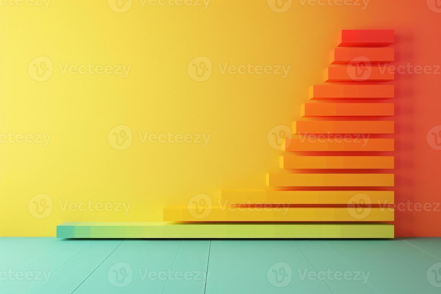 A vibrant gradient background showcases a step-like chart representing energy efficiency ratings, highlighting advancements in sustainability. photo