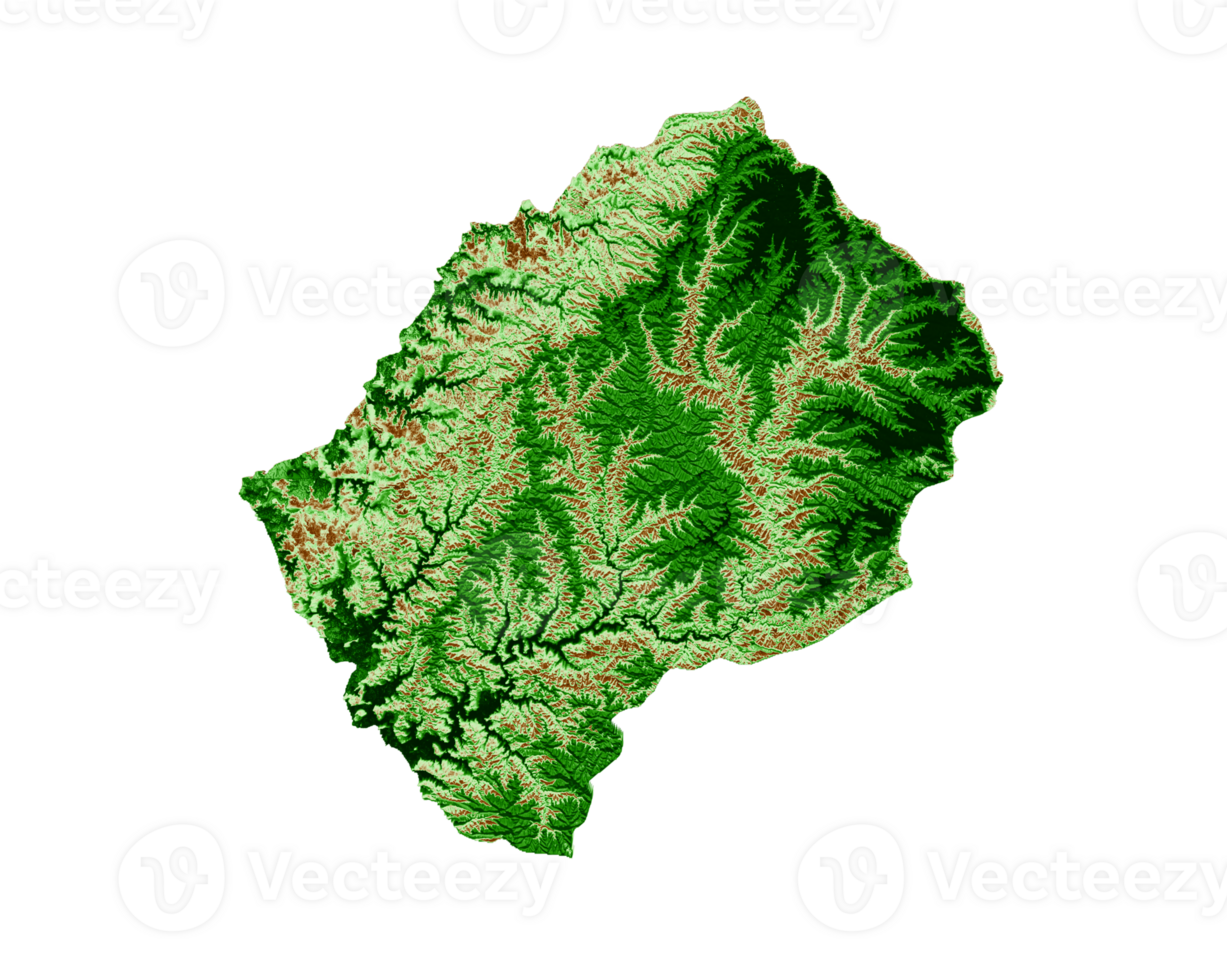 Lesotho Topographic Map 3d realistic map Color 3d illustration png