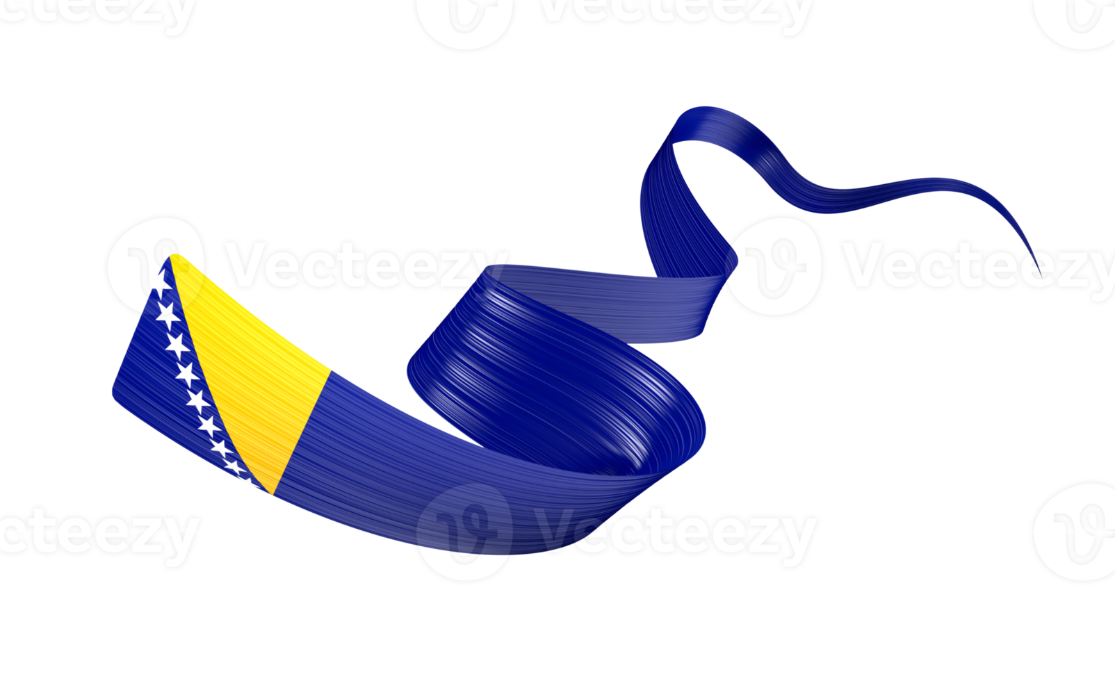 3d Flag Of Bosnia And Herzegovina 3d Wavy Shiny Ribbon Flag 3d Illustration png