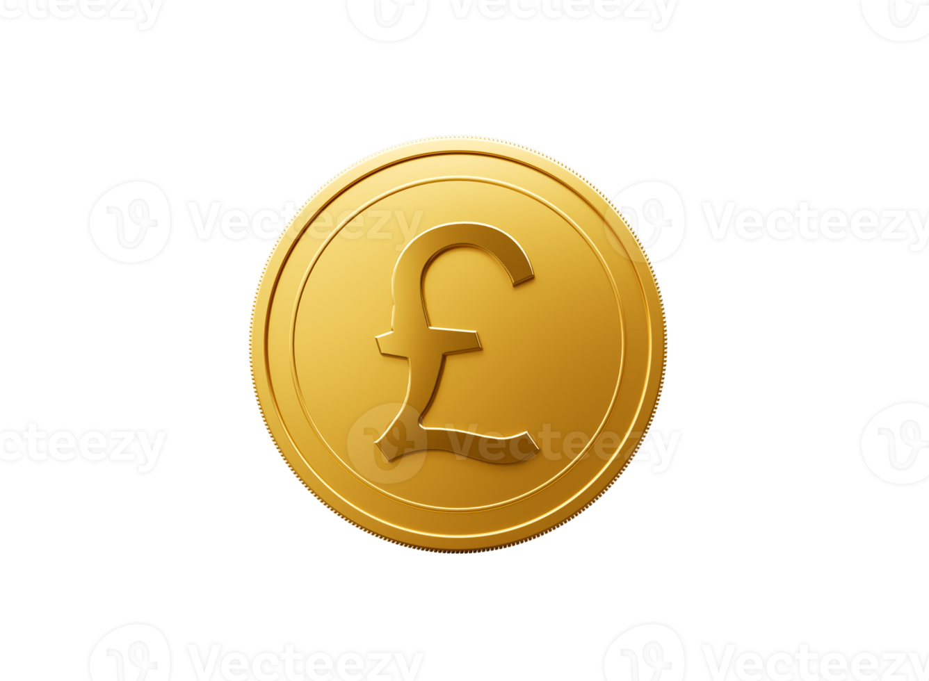 3d Golden Shiny Rounded British Pound Coin 3d Illustration png