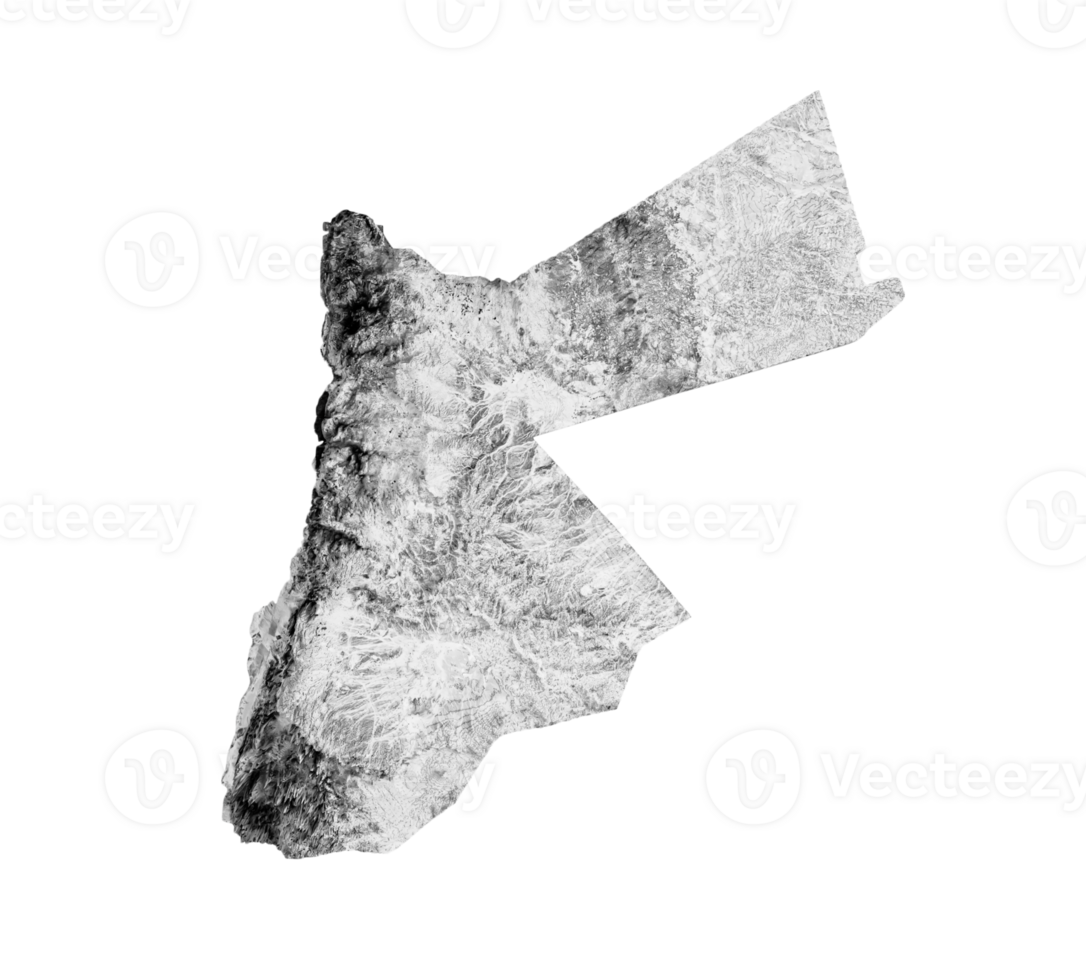 3d Map Of Jordan Black And White Shaded Relief Hypsometric Map, 3d illustration png