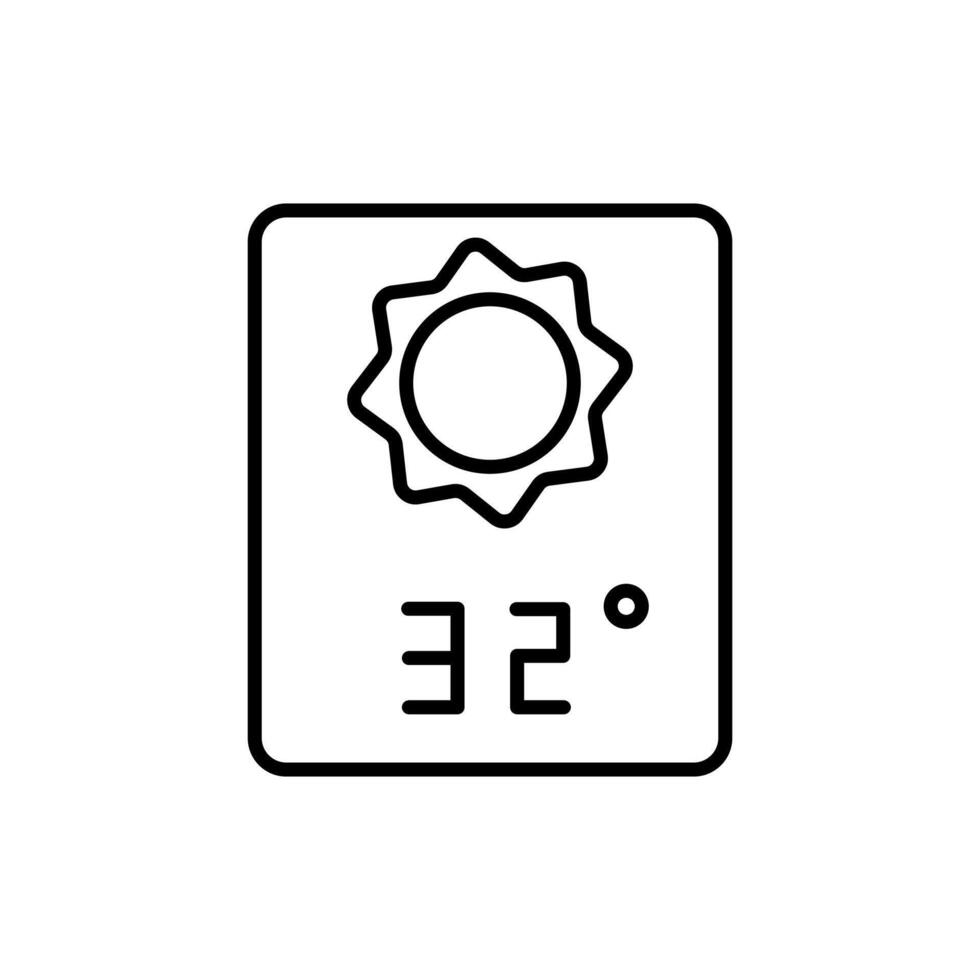 weather forecast icon ,sunny sun icon,32 degrees celsius. Perfect for web and app interfaces, presentations, infographics, etc. vector