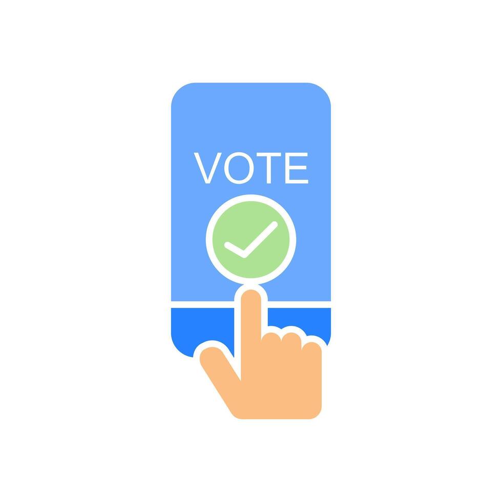 Online voting line icon. Sign of internet voting via mobile phone. Web election symbol.Simple banner illustration online voting icon pattern isolated whit vector
