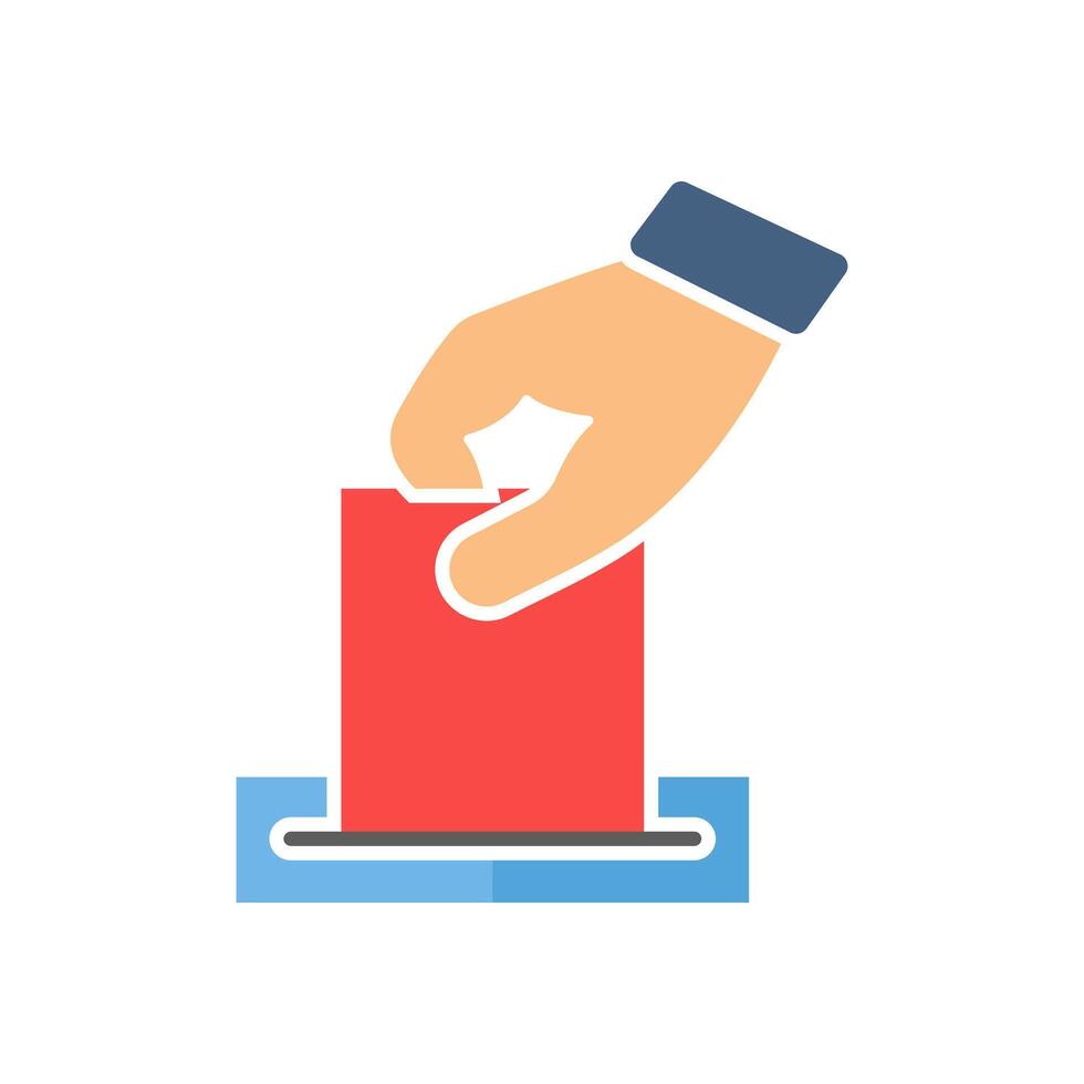 Hand voting ballot box icon, Election Vote concept, Simple design for web site, logo, app, UI, illustration isolated white background vector