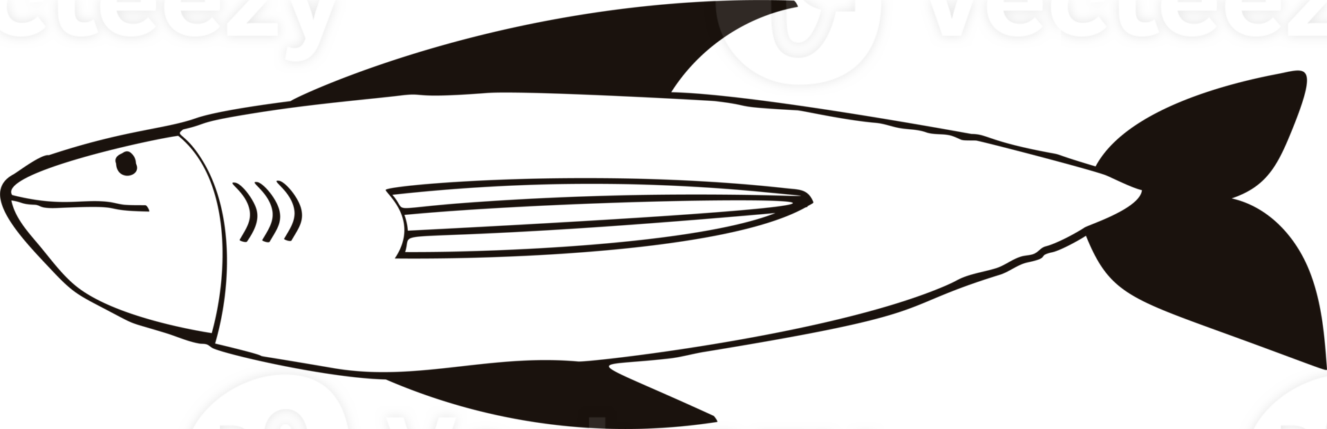 Freaky quirky fishes in modern doodle style. png