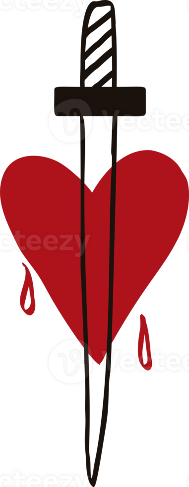 A heart with dagger png