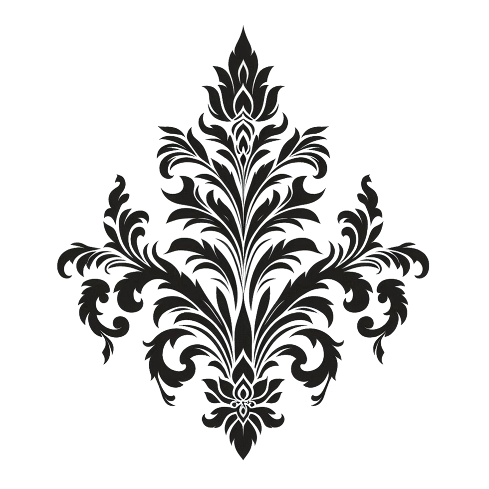 Intricate Damask Motif in Monochrome png