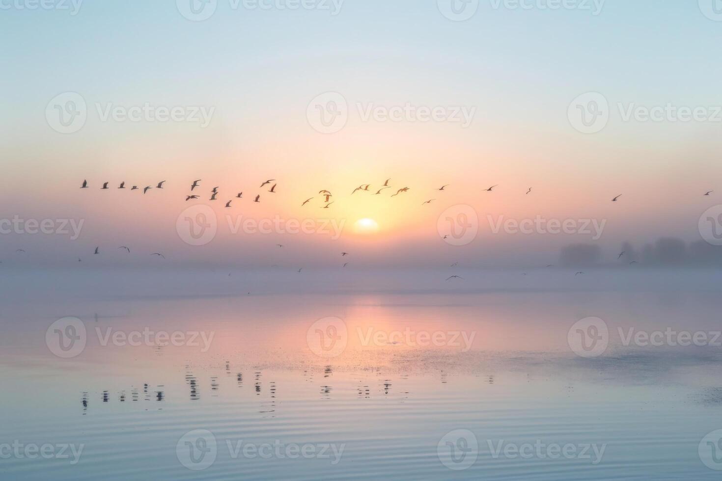 Serene Sunset Over Tranquil Lake photo