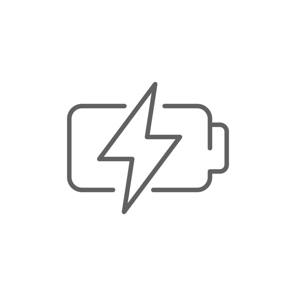Battery charge icon. Simple outline style. Recharge, full, power, charger, electric, energy low, alkaline, energy, technology concept. Thin line symbol. Isolated. Editable stroke. vector