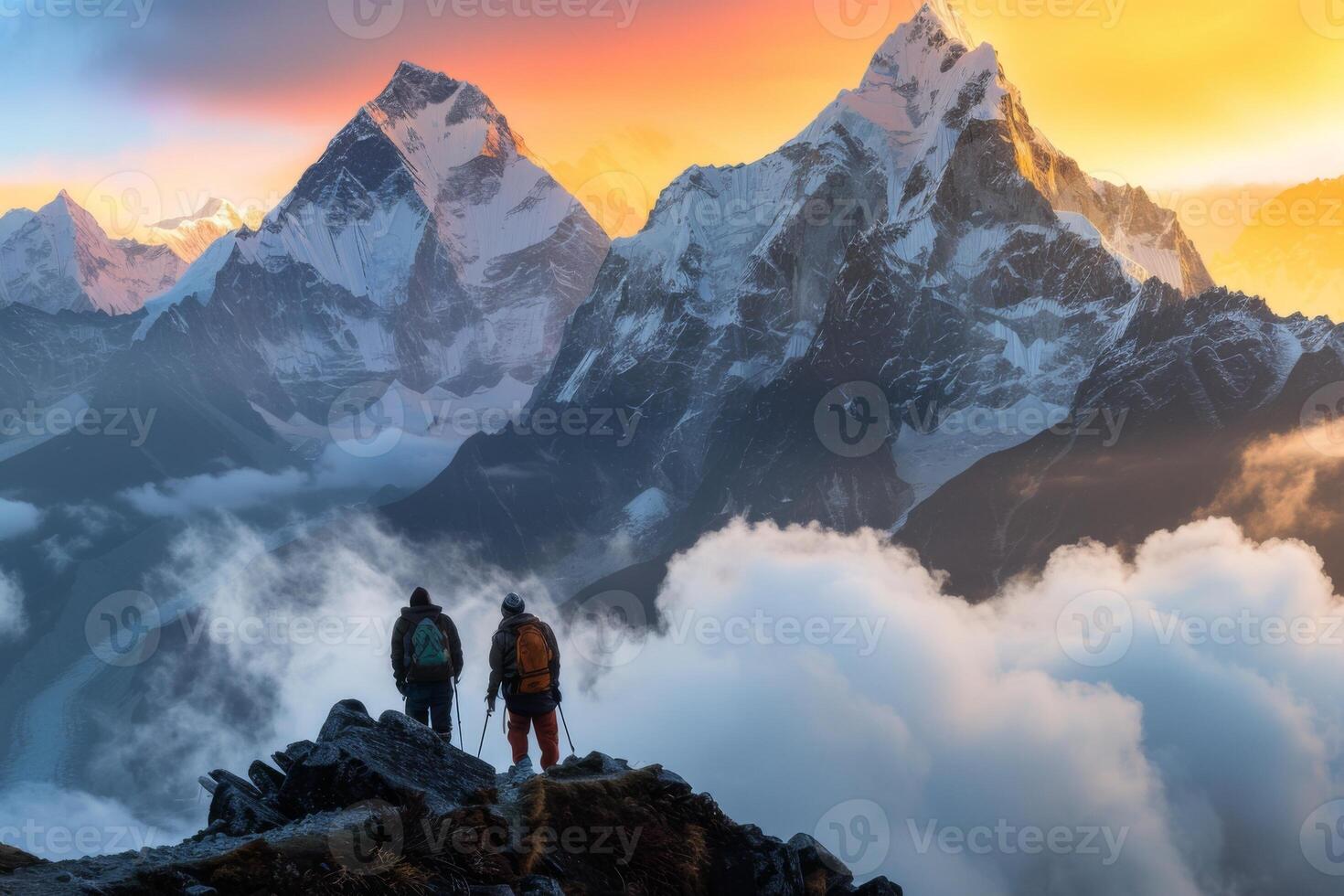 Majestic Mountain Peaks at Sunrise photo