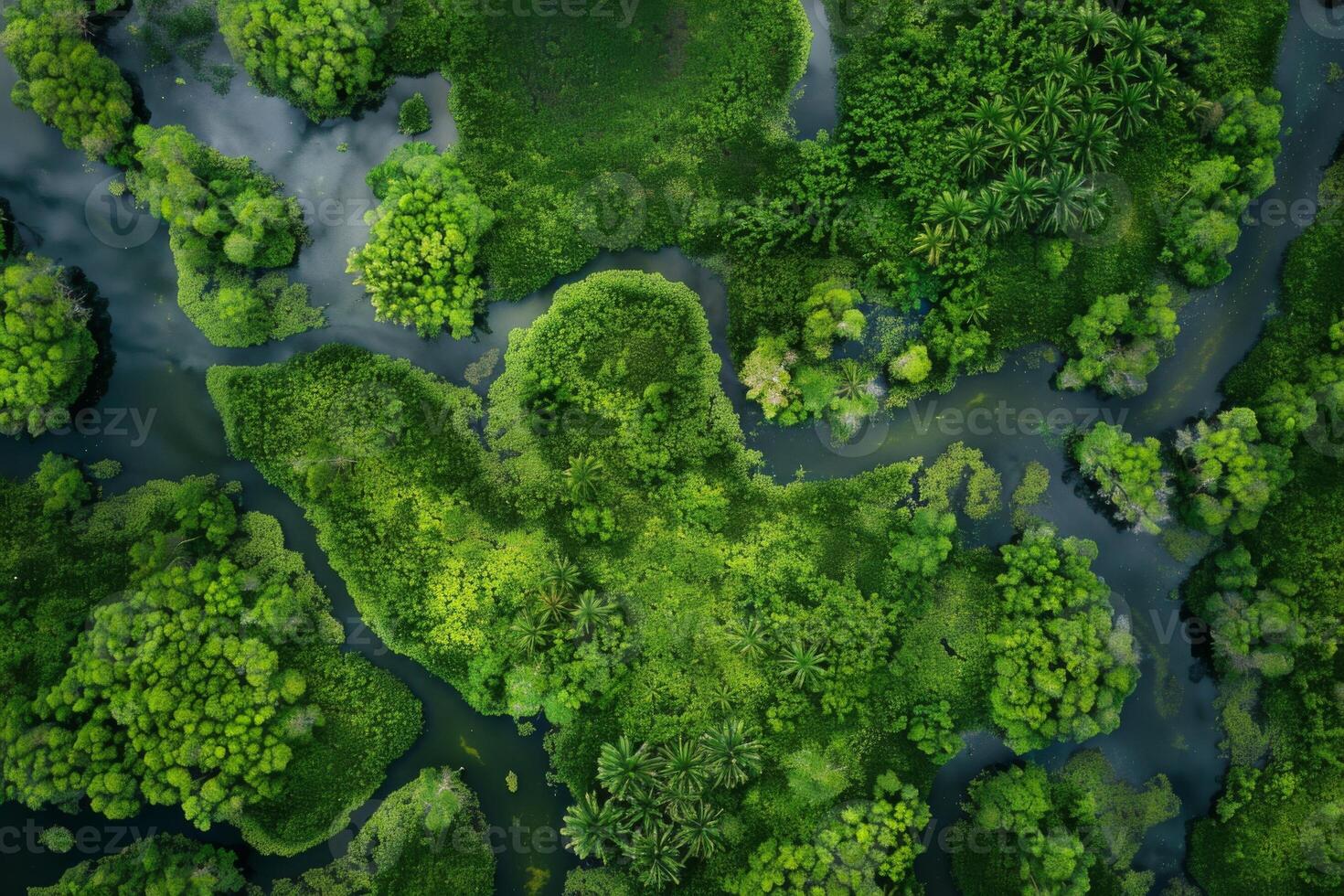 Aerial View of Lush Green Wetlands photo