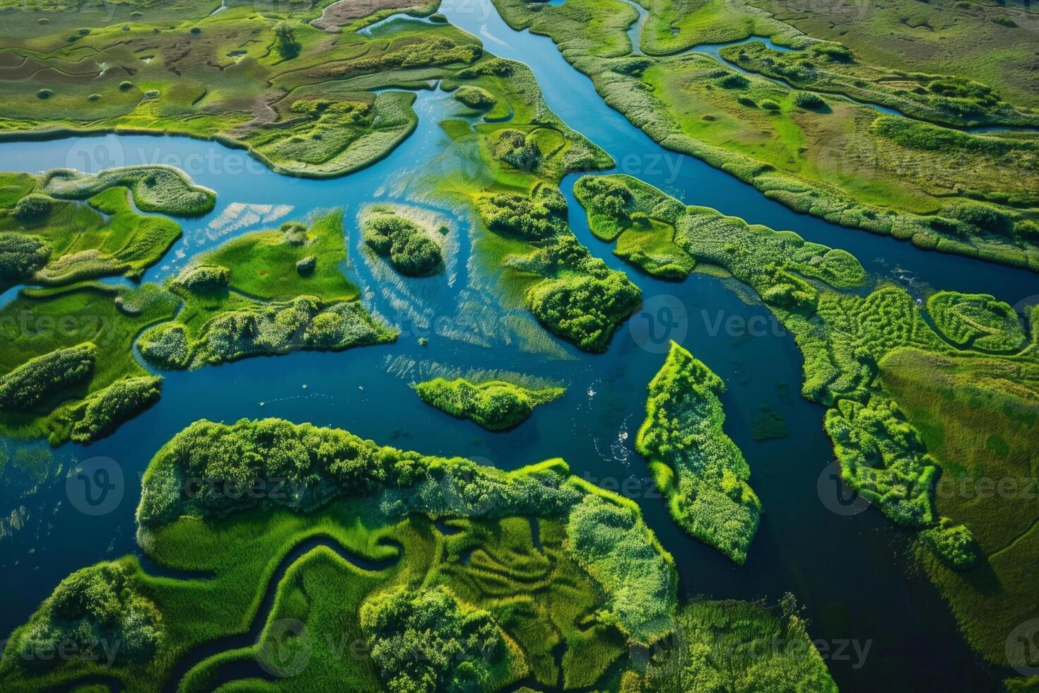Aerial View of Lush Green Wetlands photo