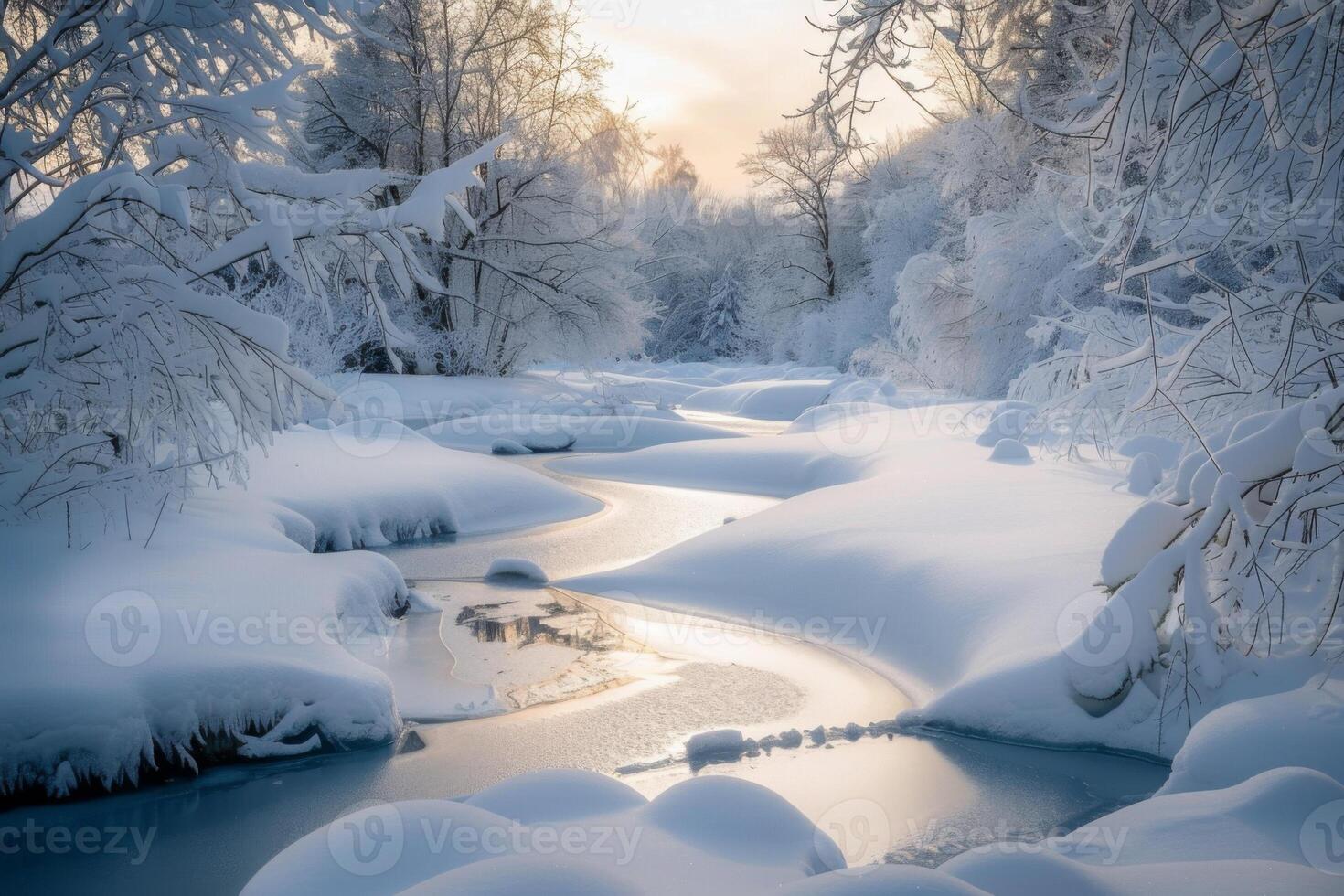 Frozen River and Ice Formations photo