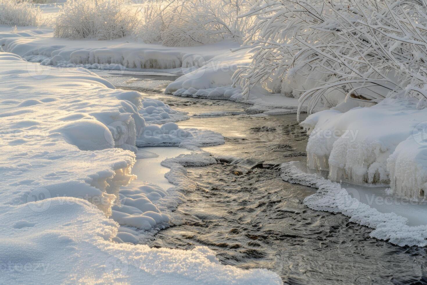 Frozen River and Ice Formations photo