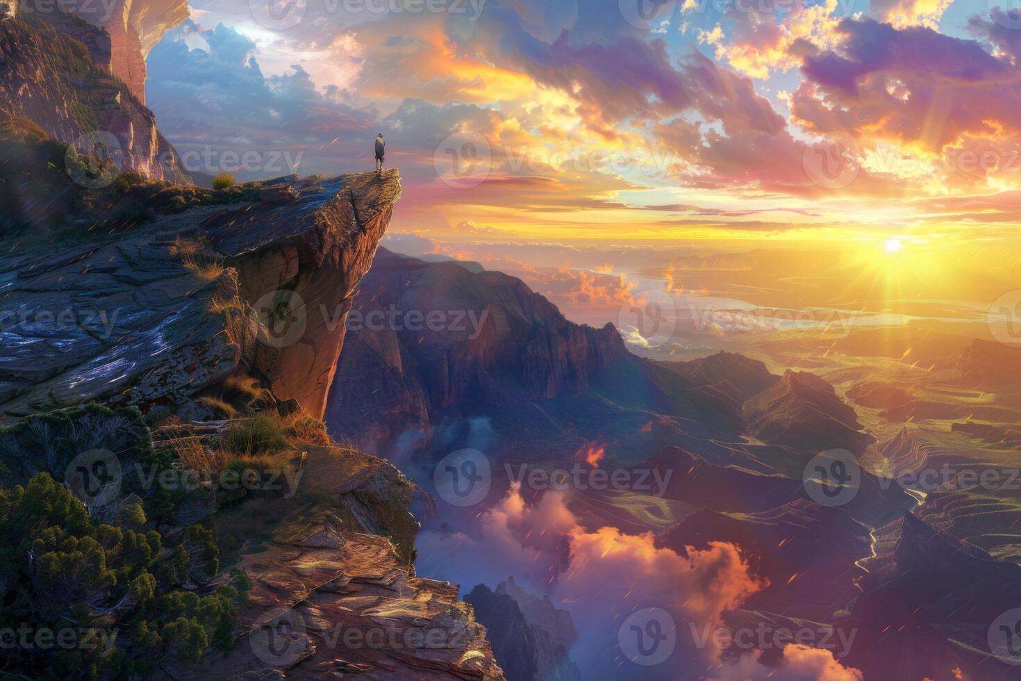 Golden Sunrise Over Mountainous Valley photo
