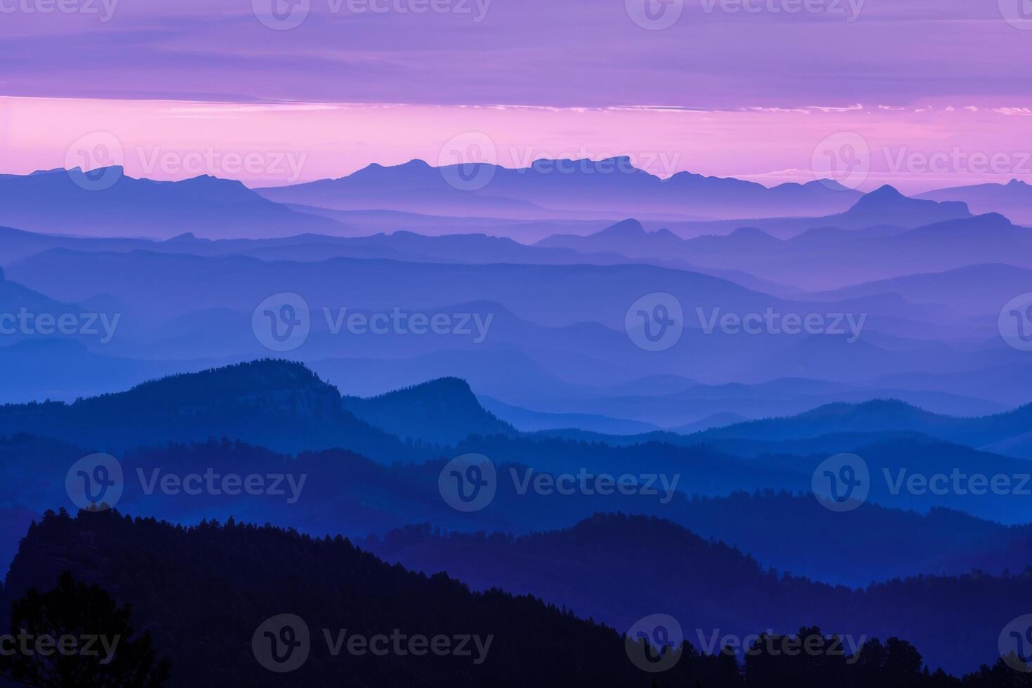 Misty Blue Mountain Layers at Sunrise photo