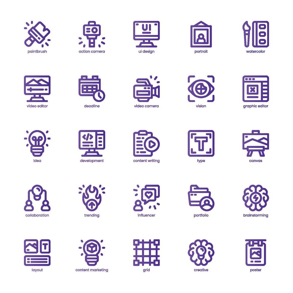 Creative Agency icon pack for your website, mobile, presentation, and logo design. Creative Agency icon basic line gradient design. graphics illustration and editable stroke. vector