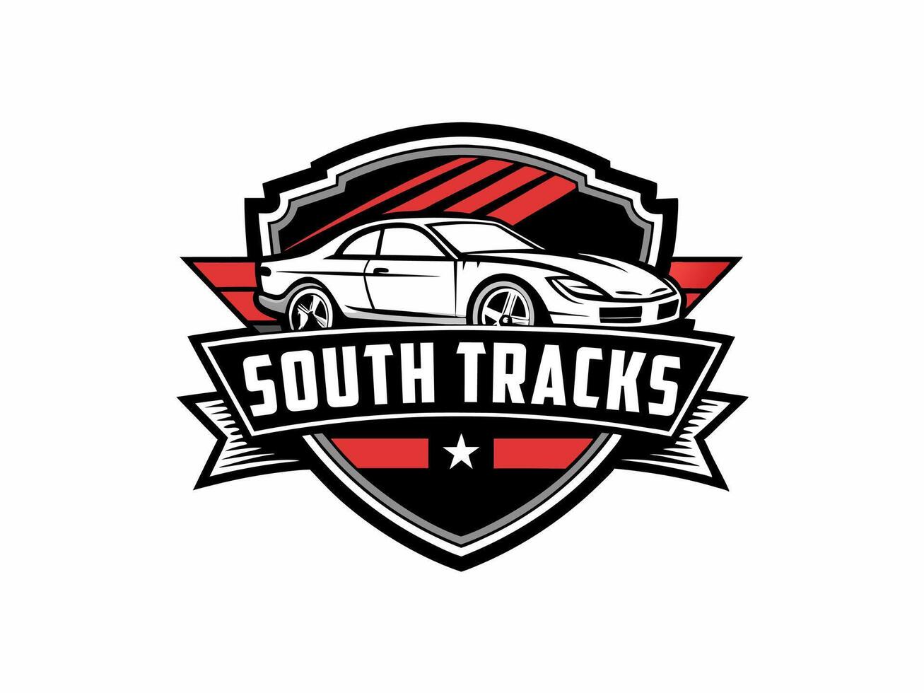 Isolated Abstract Black color car side view logo, automobile logotype on white illustration. vector