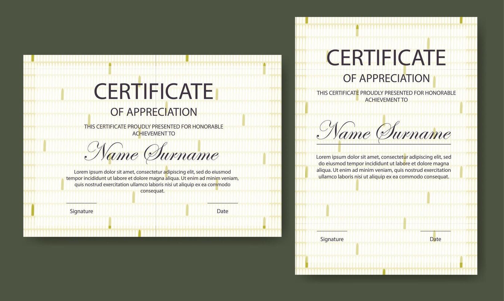 Certificates of Graduation and Appreciation background design with geometric seamless pattern. Diploma template. vector