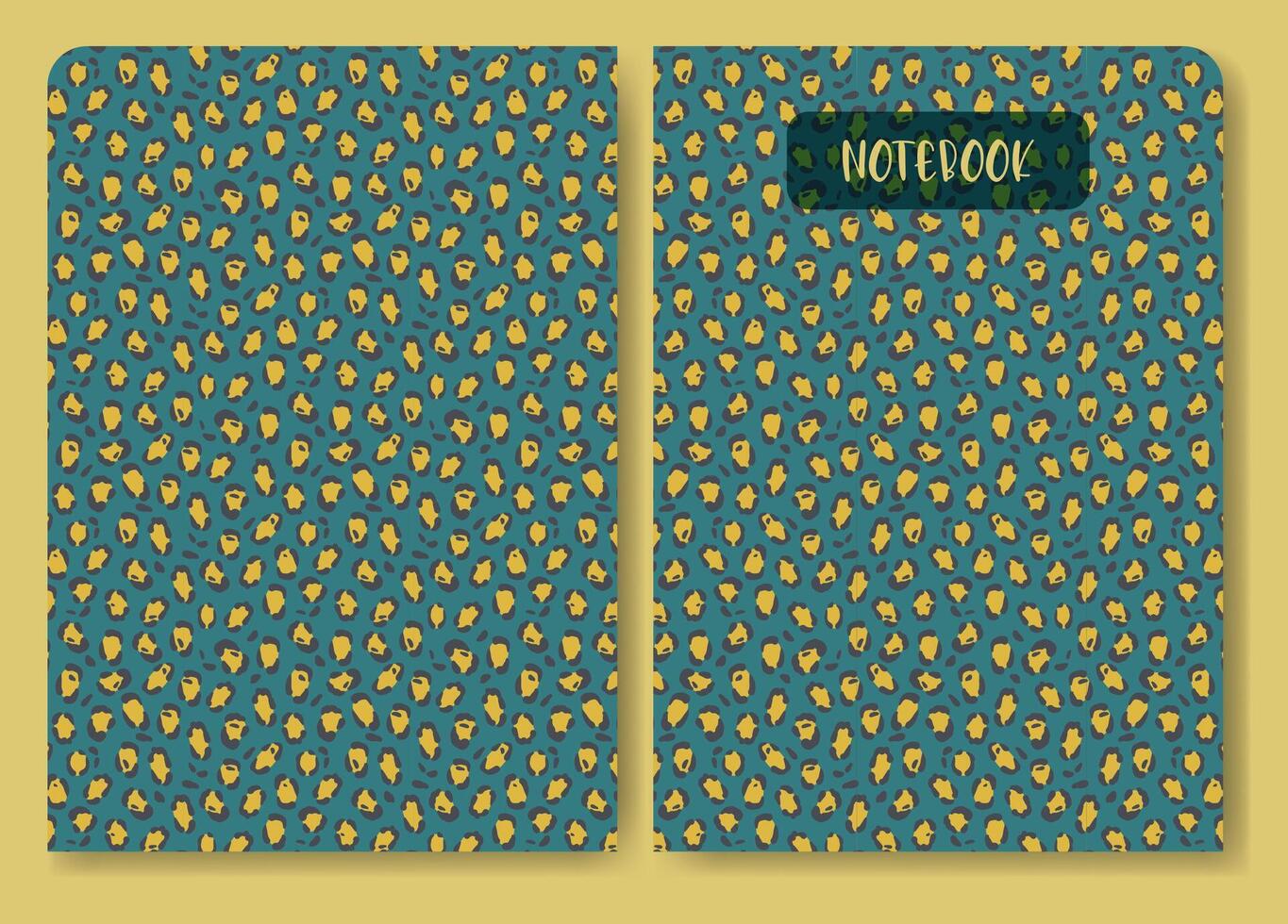 Universal template for notebook with leopard skin pattern. Applicable for diary covers, planners, brochures vector