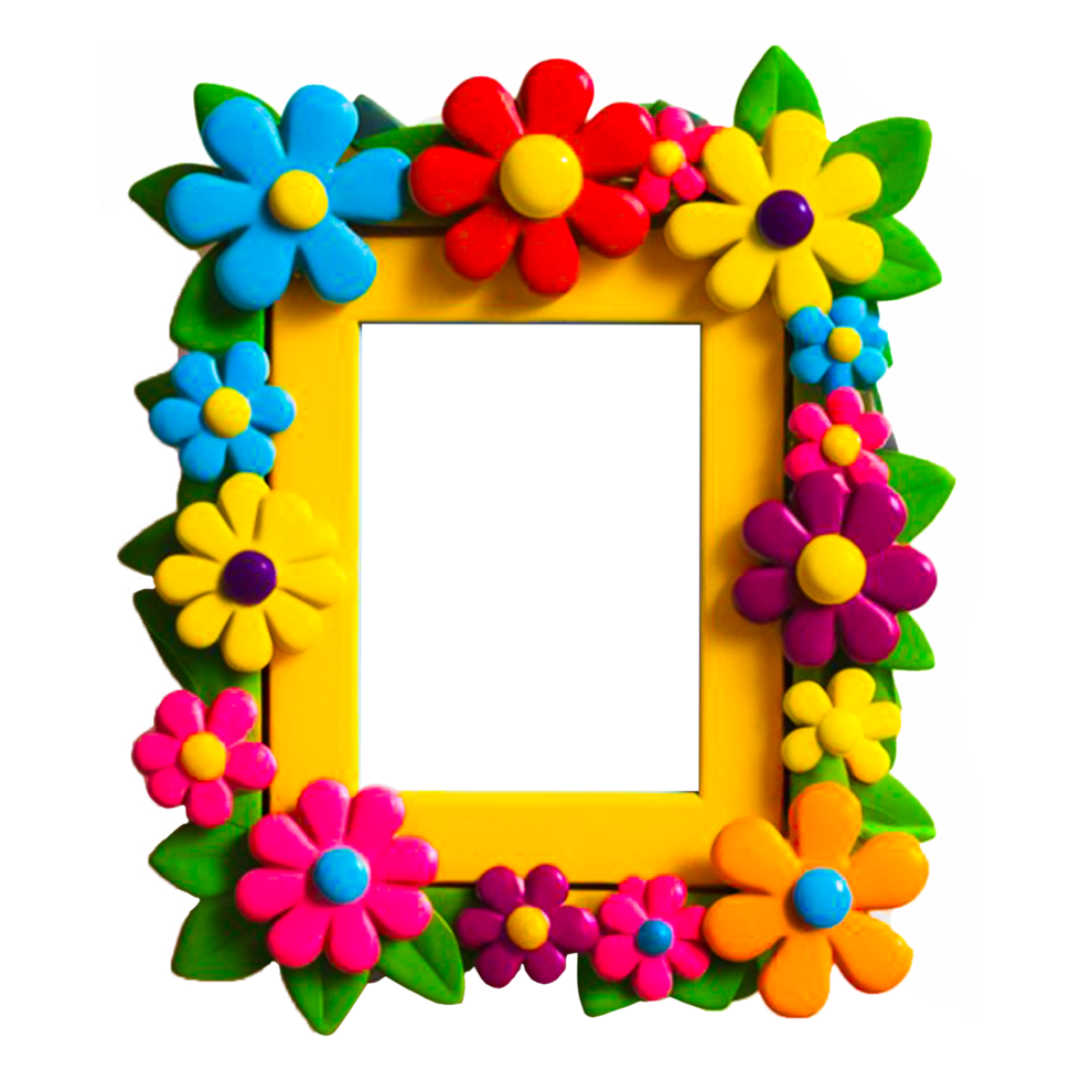 a colorful frame with flowers on it png