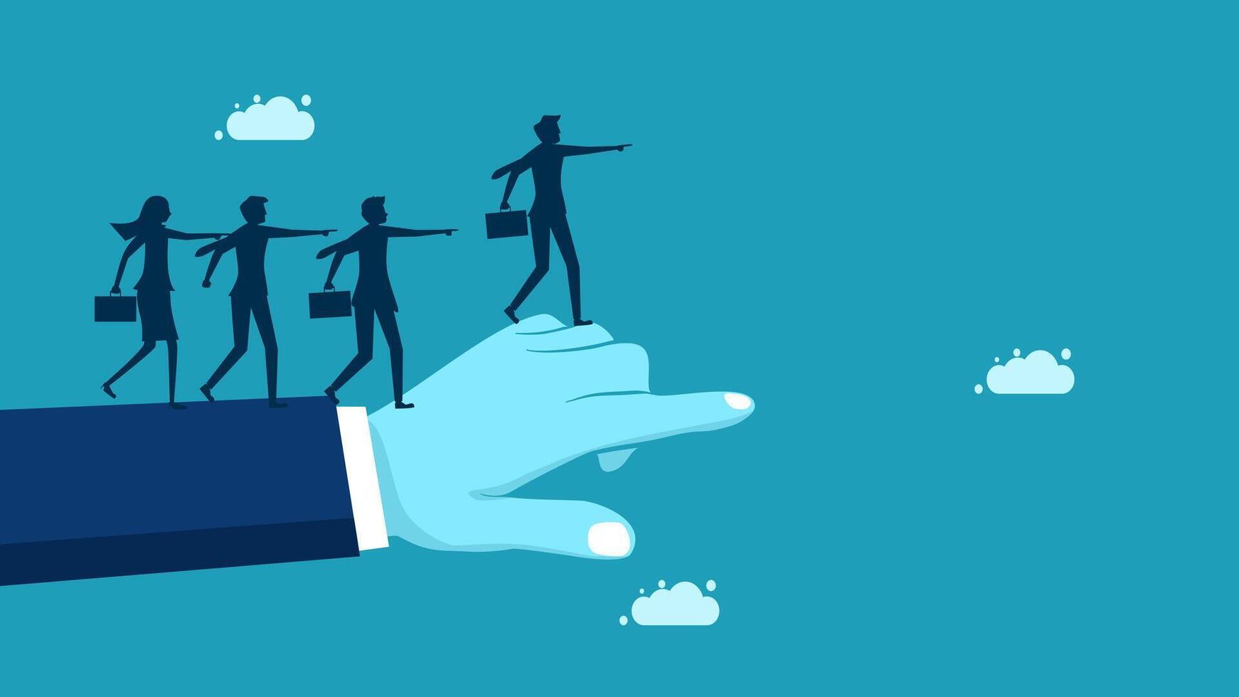 business people on a hand holding a business card vector