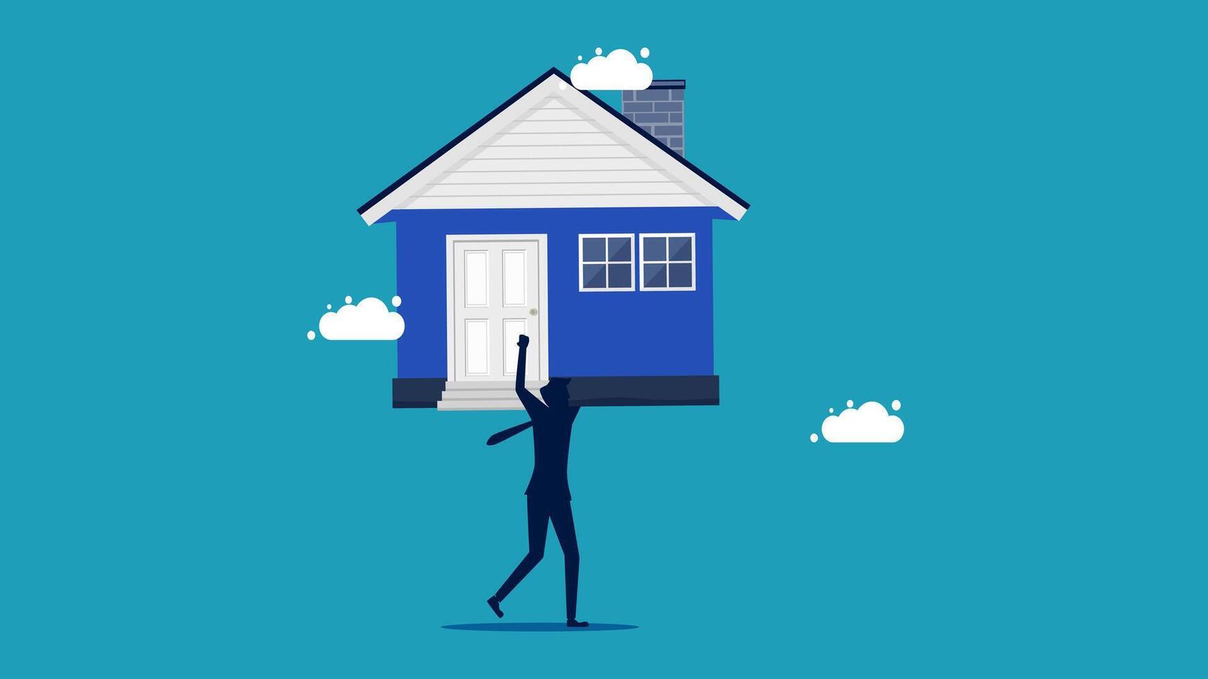 a man carrying a house on his back vector