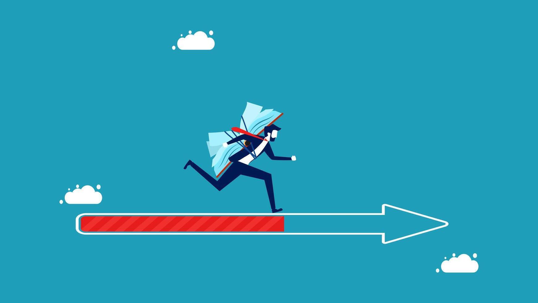 businessman running on an arrow to the future vector