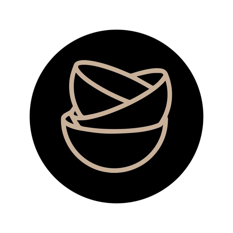 Black circle background bowl stack icon vector