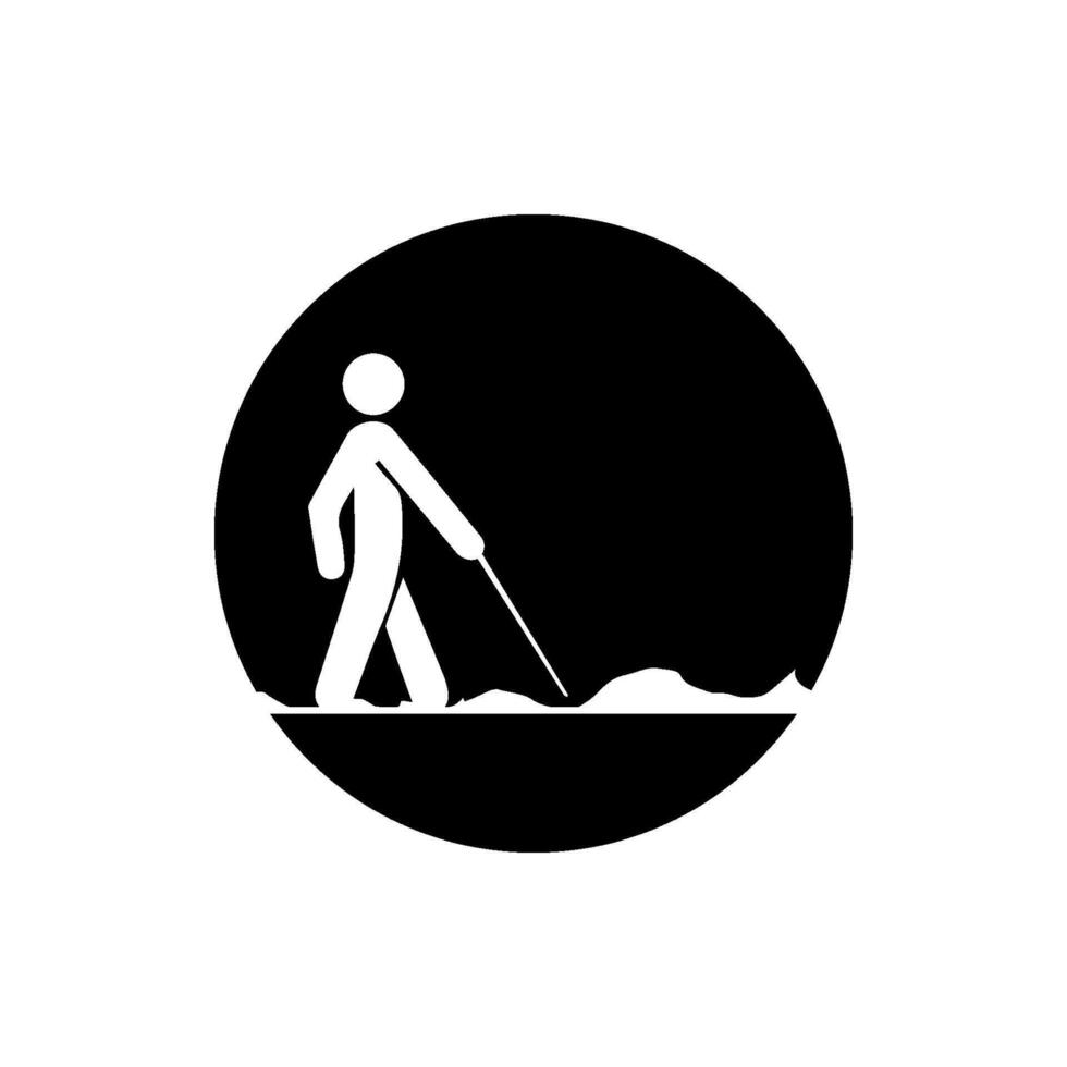 Icon of a person walking using a stick. vector