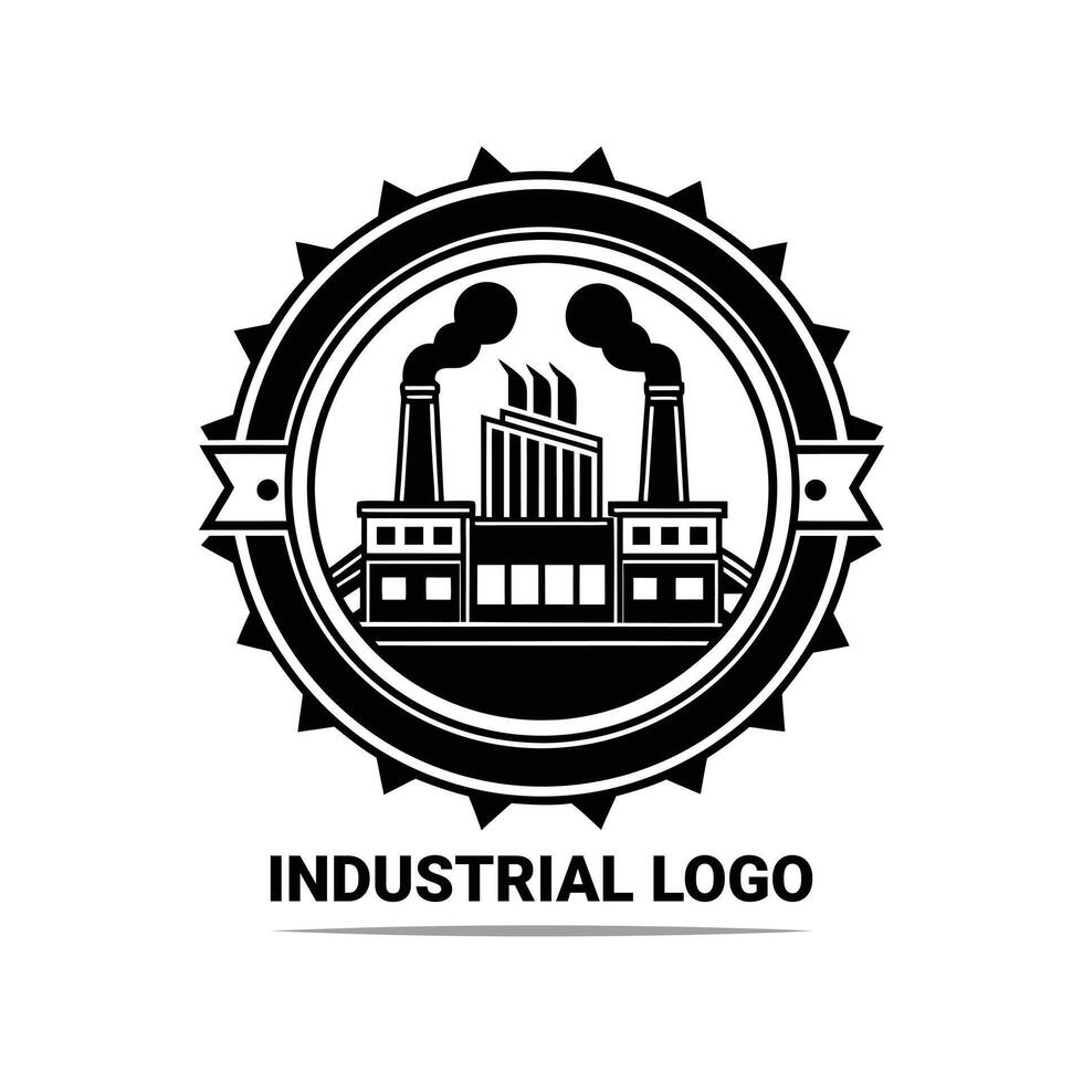 Industrial Factory Facility Logo Icons High Quality Art Illustrations. vector