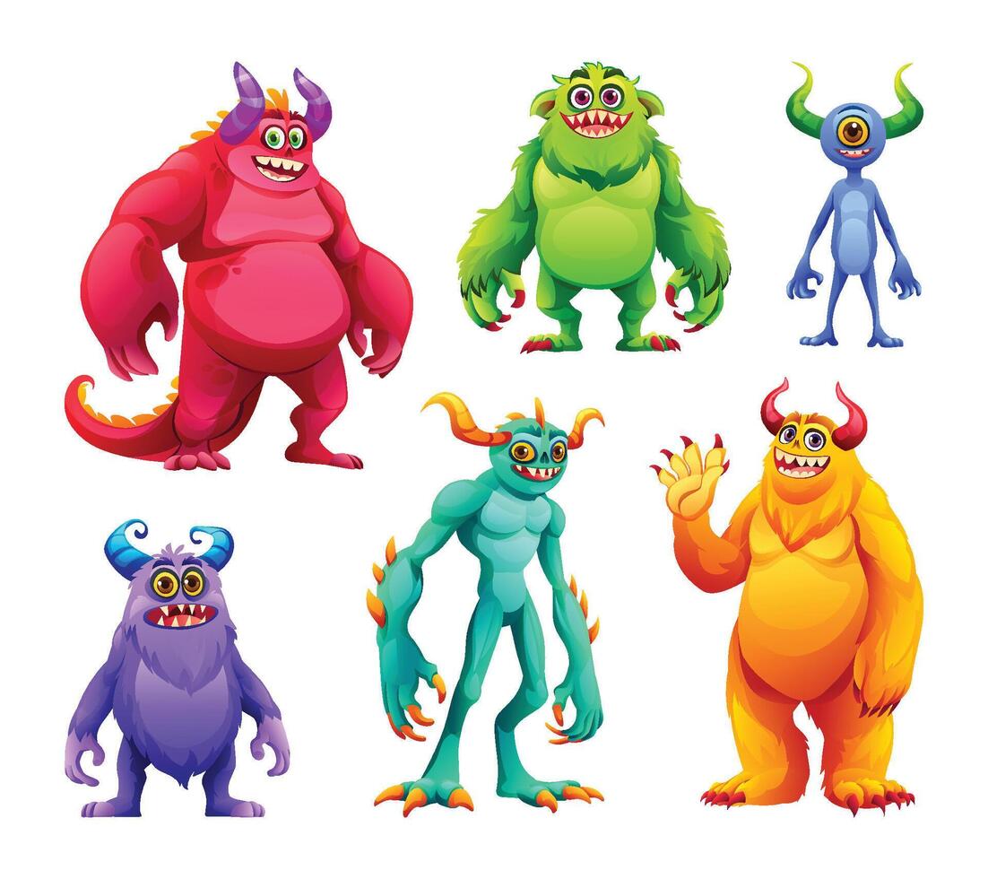 Collection of funny and cute monster character. Illustration isolated on white background vector