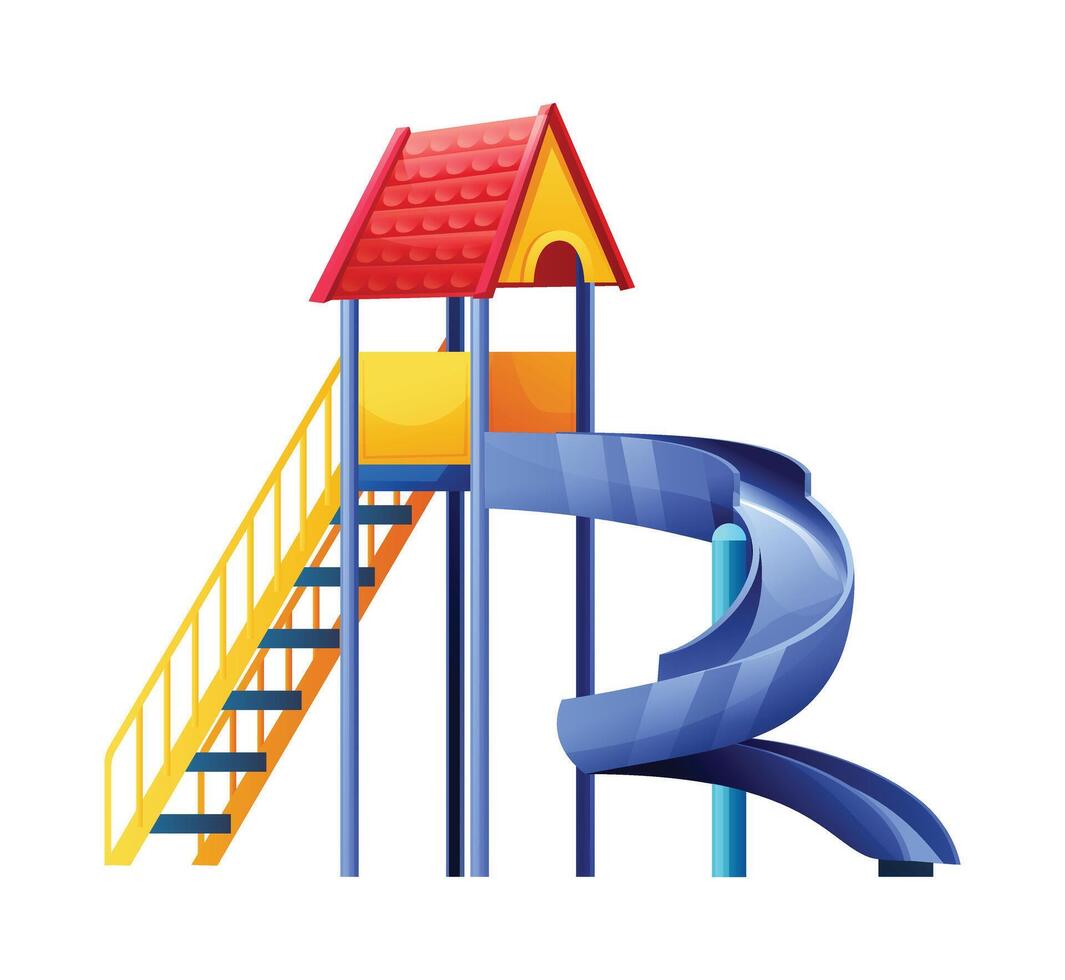 Playground with spiral slide and ladder. Cartoon illustration vector