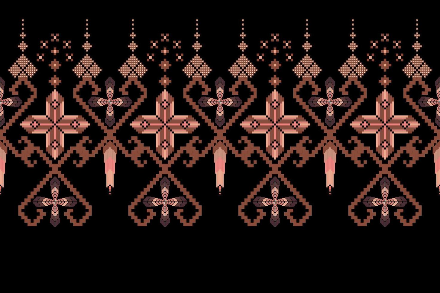 Geometric floral pattern background.flower ethnic pixel pattern. vector