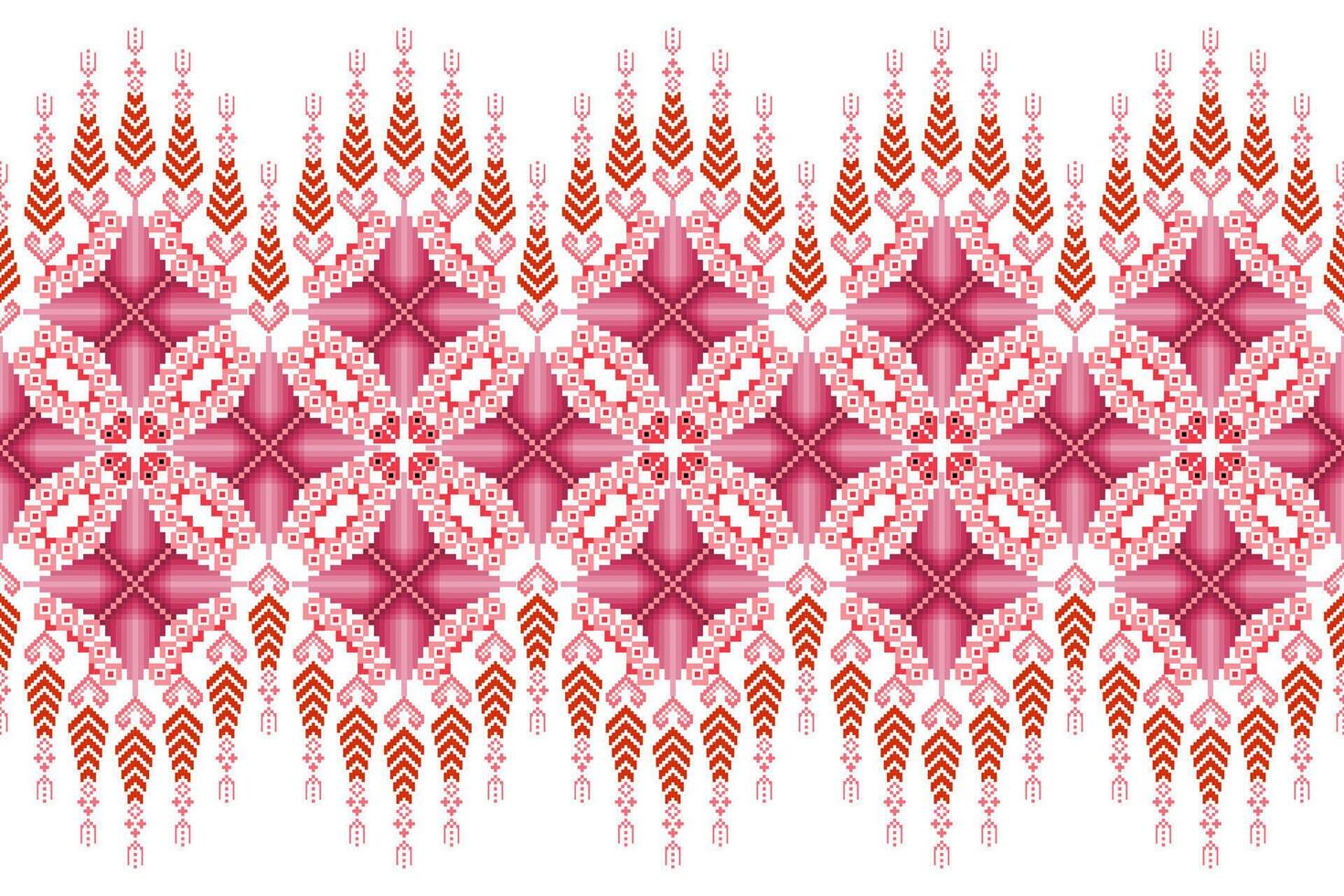 Geometric floral pattern background.flower ethnic pixel pattern. vector