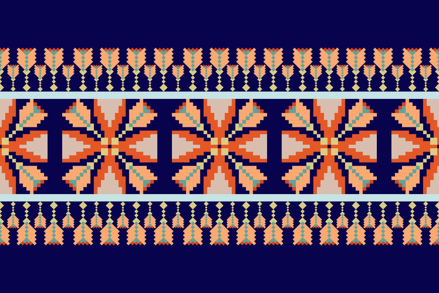 Geometric floral pattern background.flower ethnic pixel pattern. vector