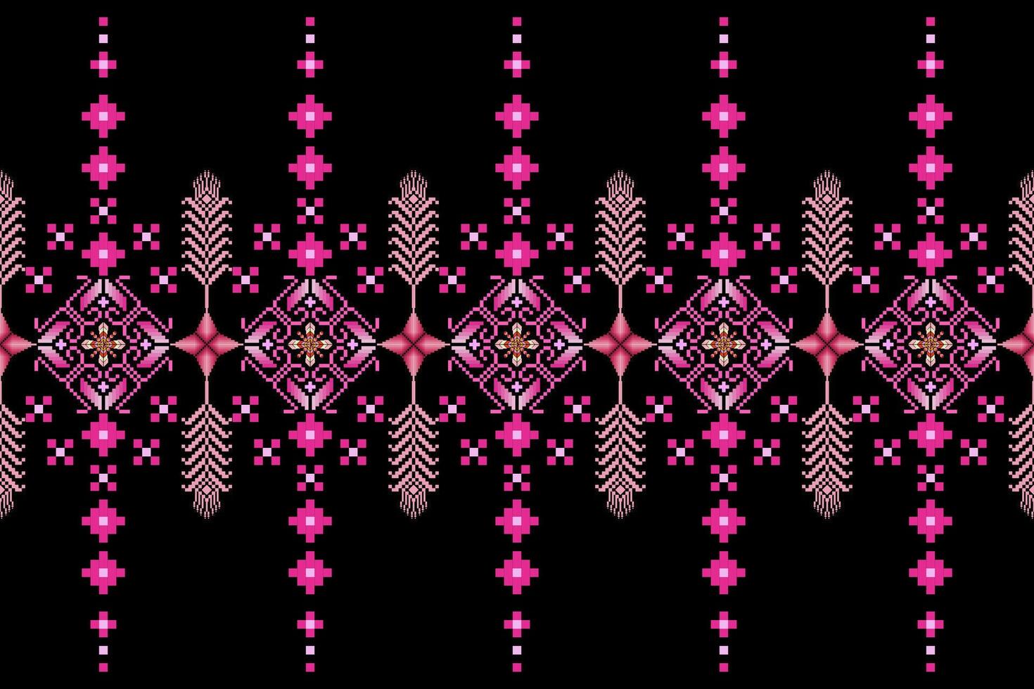 Geometric floral pattern background.flower ethnic pixel pattern. vector