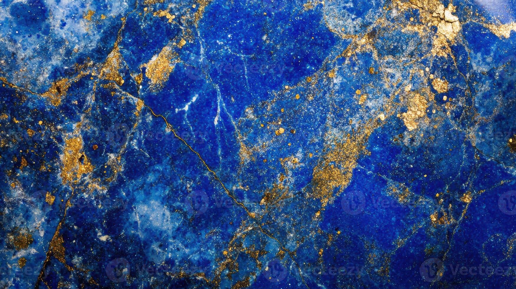 Lapis lazuli captured in a detailed macro shot, showing its unique blue and gold patterns. photo